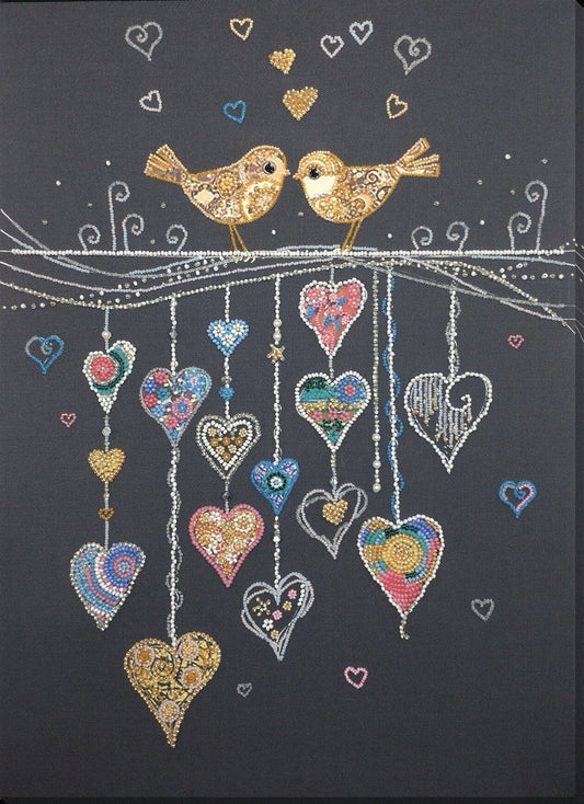 Bead embroidery kit Birds in love Size: 11.0"×15.7" (28×40 cm)