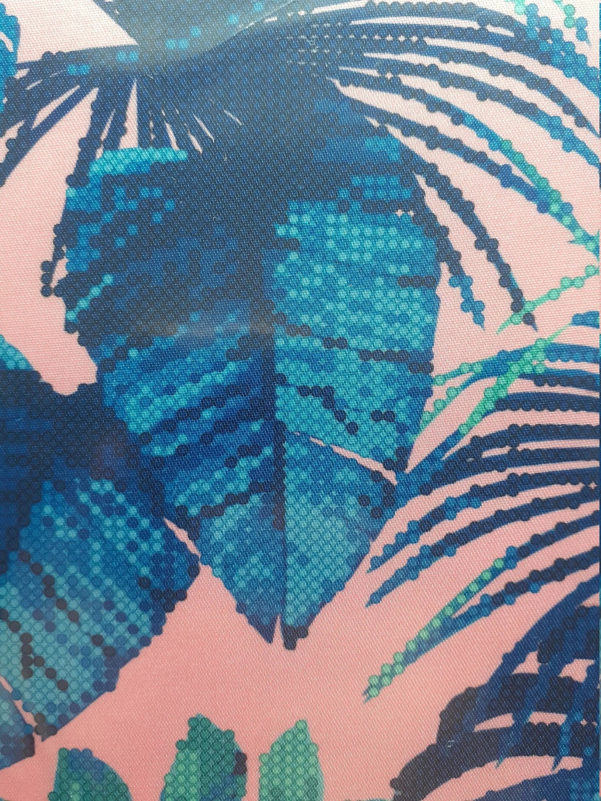 Bead embroidery kit Blue tropical leaves Size: 8.7"×8.7" (22×22 cm)