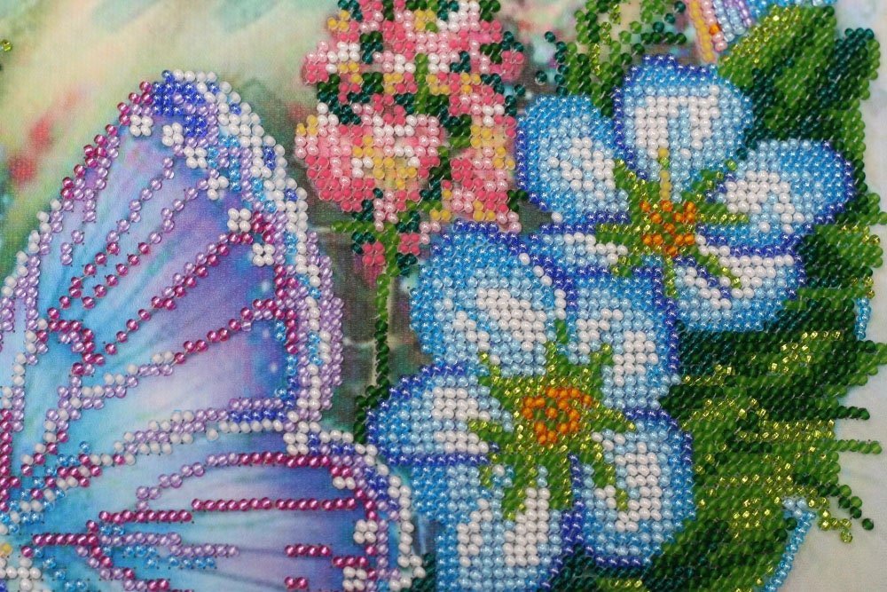 Bead embroidery kit Butterfly Size: 11.8"×12.4" (30x31.5 cm)