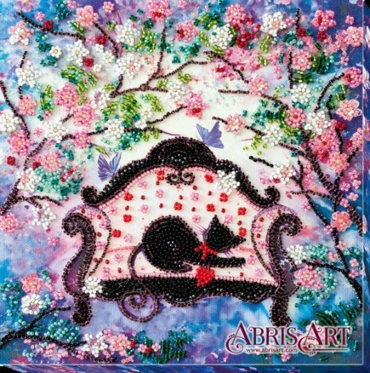 Bead embroidery kit Cat Size: 7.9"×7.9" (20x20 cm)