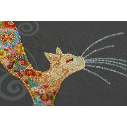 Bead embroidery kit Kitty Size: 9.8"х14.1" (25x36 cm)