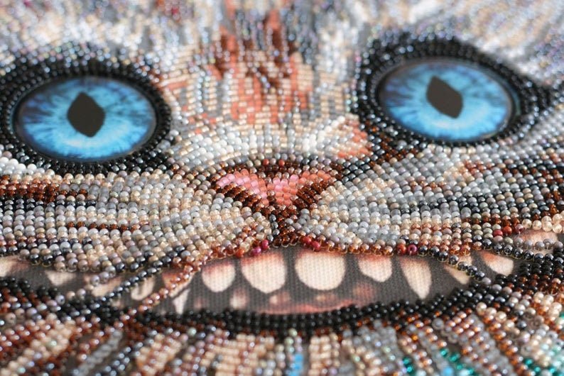 Bead embroidery kit Cheshire cat Size: 10.6"×12.6" (27×32 cm)
