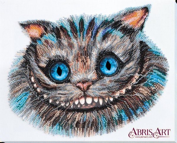 Bead embroidery kit Cheshire cat Size: 10.6"×12.6" (27×32 cm)