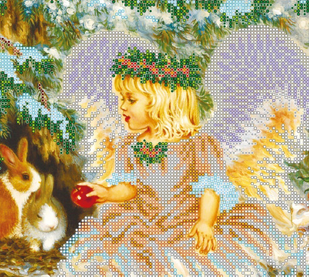 Bead embroidery kit Christmas Angel Size: 11.8"×11.8" (30×30 cm)