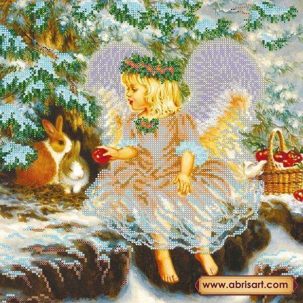 Bead embroidery kit Christmas Angel Size: 11.8"×11.8" (30×30 cm)