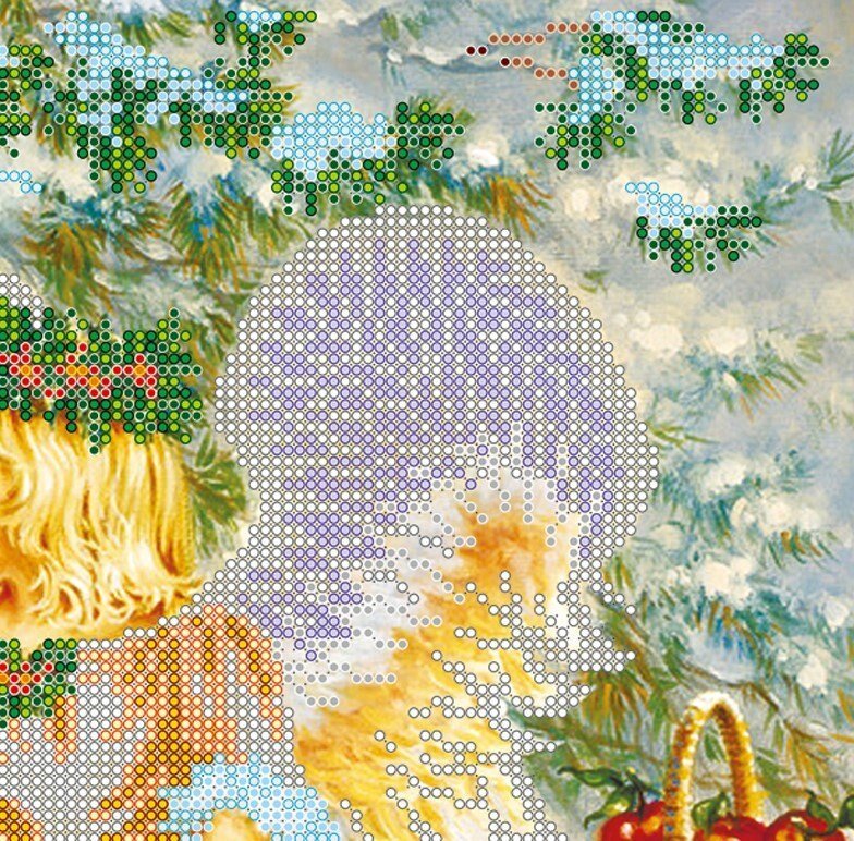 Bead embroidery kit Christmas Angel Size: 11.8"×11.8" (30×30 cm)