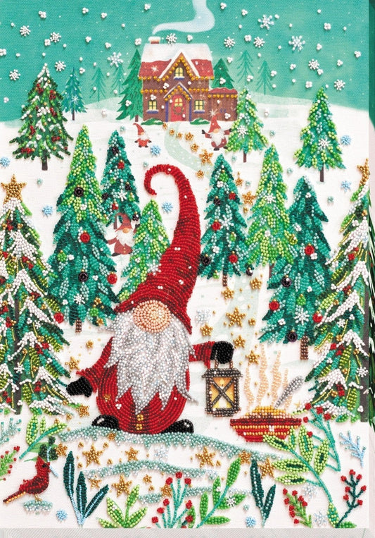 Bead embroidery kit Christmas dwarf Size: 10.6"×15" (27×38 сm)