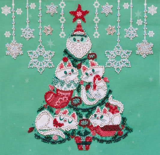 Bead embroidery kit Christmas tree Size: 7.9"×7.9" (20×20 cm)