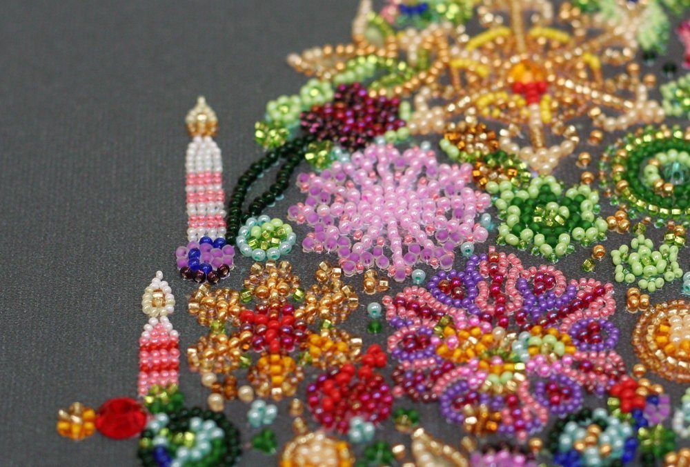 Bead embroidery kit Christmas tree Size: 11.4"×14.9" (28×38 cm)