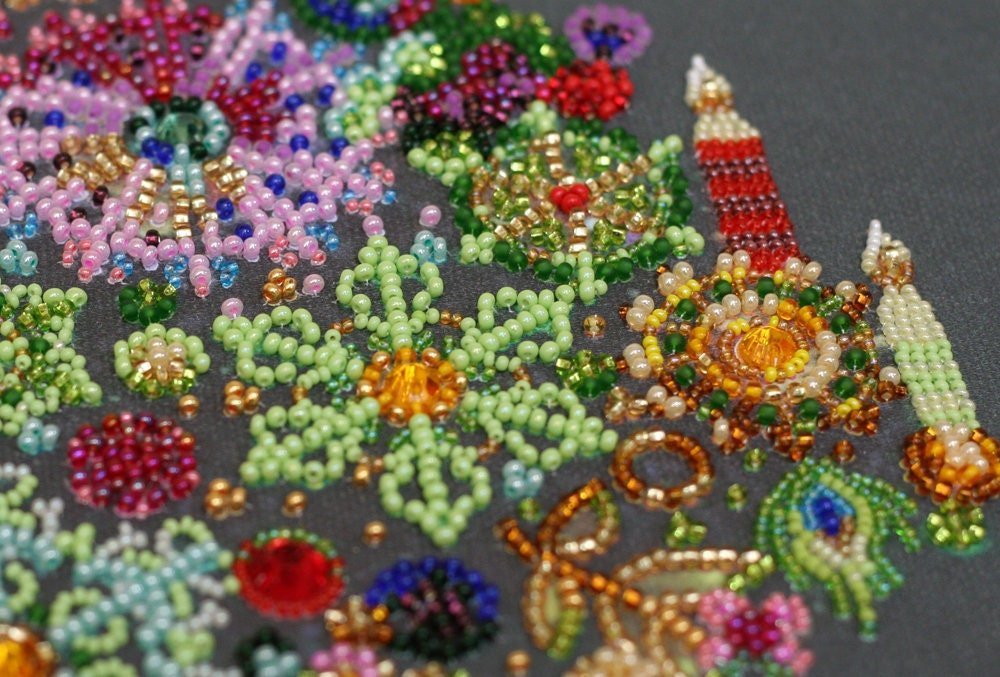 Bead embroidery kit Christmas tree Size: 11.4"×14.9" (28×38 cm)