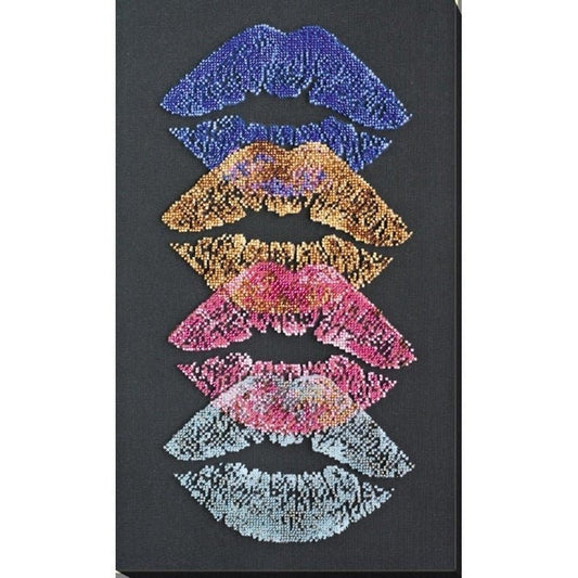 Bead embroidery kit Colored lips Size: 10.6"×18.9" (27×48 сm)