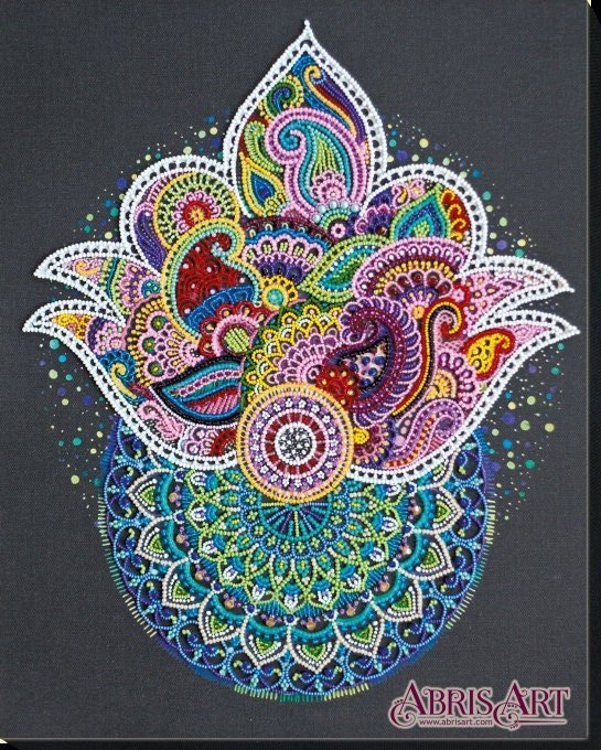 Bead embroidery kit Lotus Size: 11.8"×14.6" (30×37 cm)