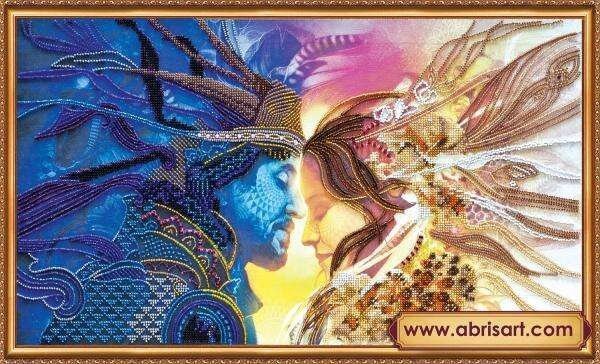 Bead embroidery kit Couple fantasy lovers Size: 11.8"×20.8" (30×53 cm)