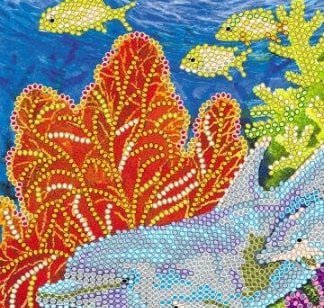 Bead embroidery kit Dolphins Size: 7.9"×7.9" (20x20 cm)