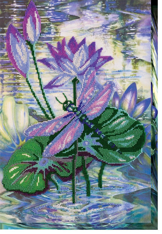 Bead embroidery kit Dragonfly Size: 10.6"×16.5" (27x42 cm)