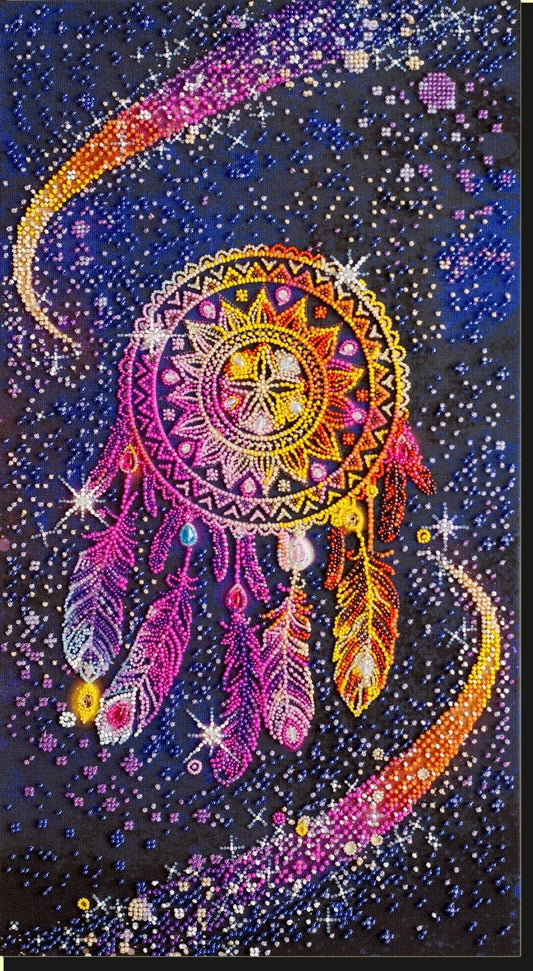 Bead embroidery kit Dreamcatcher Size: 9.8"×18.1" (25×46 cm)