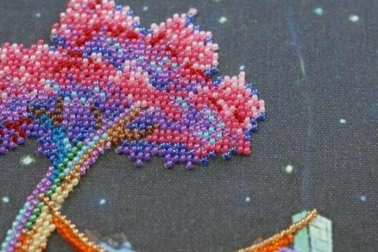 Bead embroidery kit Dreams under the Stars Size: 9.8"×15" (25x38 cm)