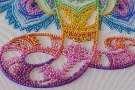 Bead embroidery kit Elephant Size: 14.9"×15.7" (38×40 cm)