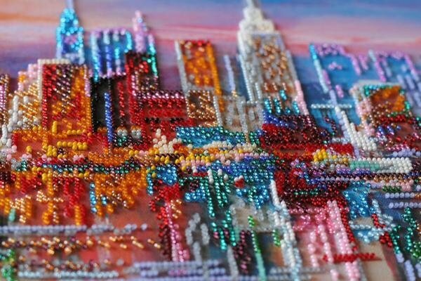 Bead embroidery kit Evening city Size: 11"×22" (28x56 cm)