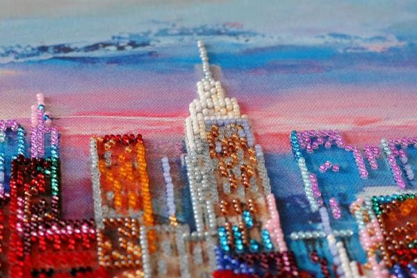 Bead embroidery kit Evening city Size: 11"×22" (28x56 cm)