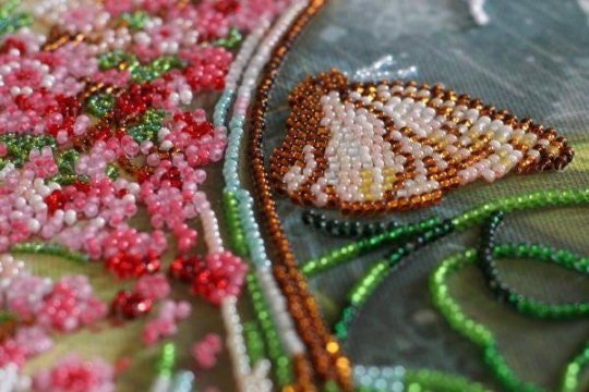 Bead embroidery kit Exactly spring Size: 12.2"×13.8" (31×35 cm)