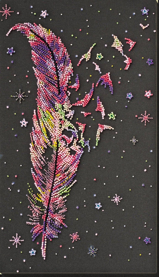 Bead embroidery kit Feather Size: 7.8"×15.3" (20×35 cm)