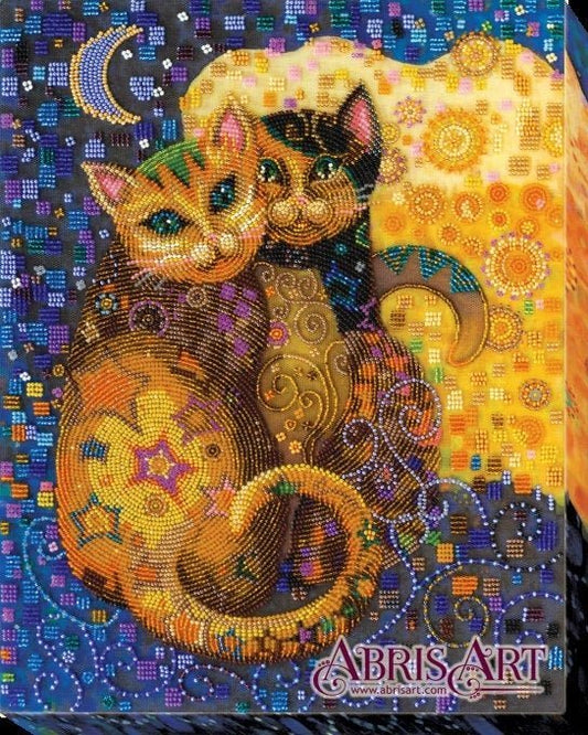 Bead embroidery kit Cat kiss Size: 11"×14.1" (28×36 cm)