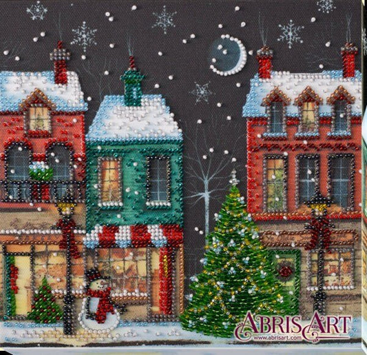 Bead embroidery kit Festive town Size: 7.9"×7.9" (20x20 cm)