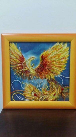 Bead embroidery kit Firebird Size: 11.8"×11.8" (30×30 cm)