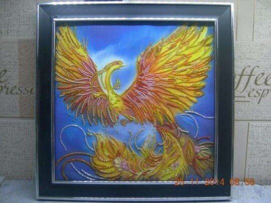 Bead embroidery kit Firebird Size: 11.8"×11.8" (30×30 cm)