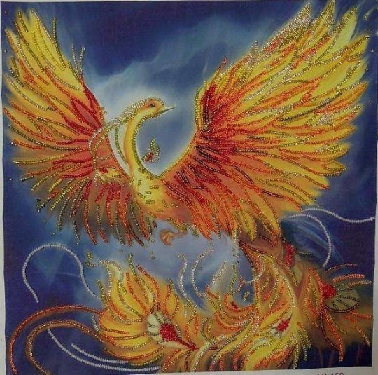 Bead embroidery kit Firebird Size: 11.8"×11.8" (30×30 cm)