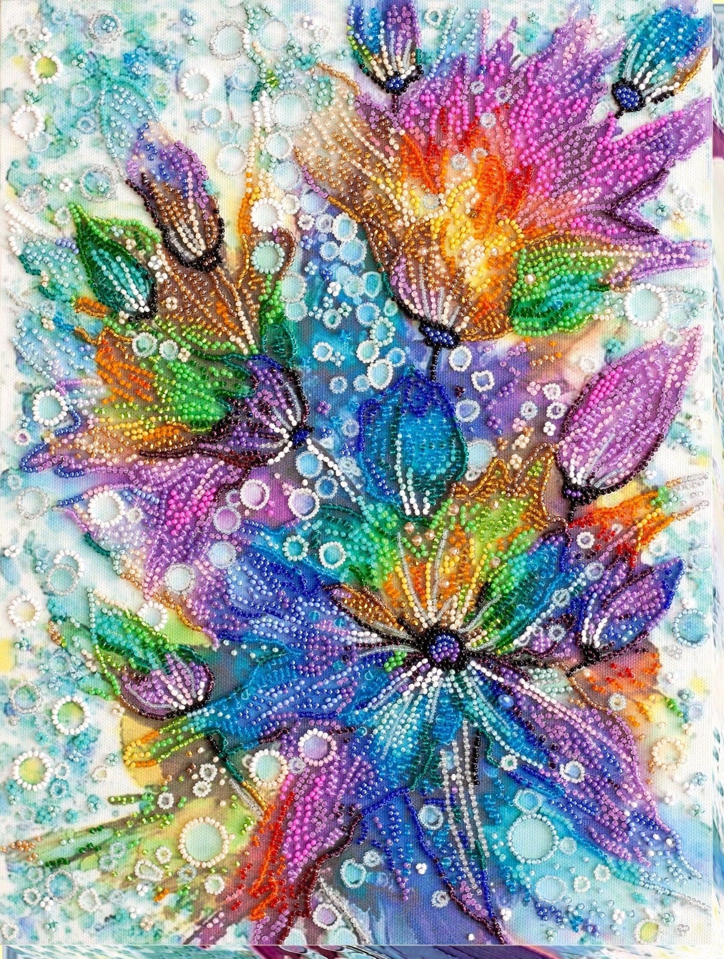 Bead embroidery kit Flower Size: 10.6"×14.2" (27×36 cm)