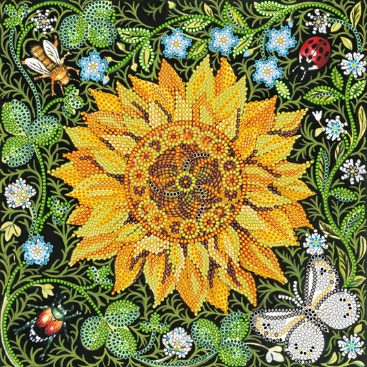 Bead embroidery kit Sunflower Size: 7.9"×7.9" (20x20 cm)