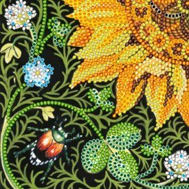Bead embroidery kit Sunflower Size: 7.9"×7.9" (20x20 cm)