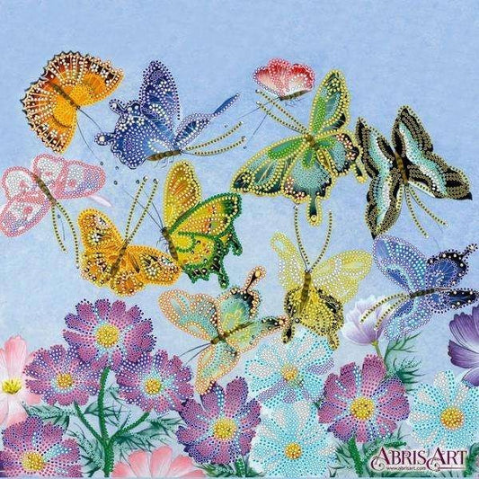 Bead embroidery kit Butterflies Size: 11.8"×11.8" (30×30 cm)