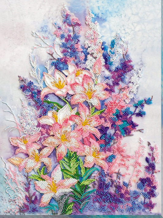 Bead embroidery kit Flowers Size: 11"×14.5" (28×37 cm)