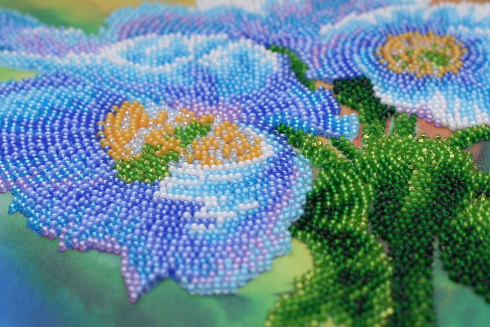 Bead embroidery kit Flowers Size: 11.8"×11.8" (30×30 cm)