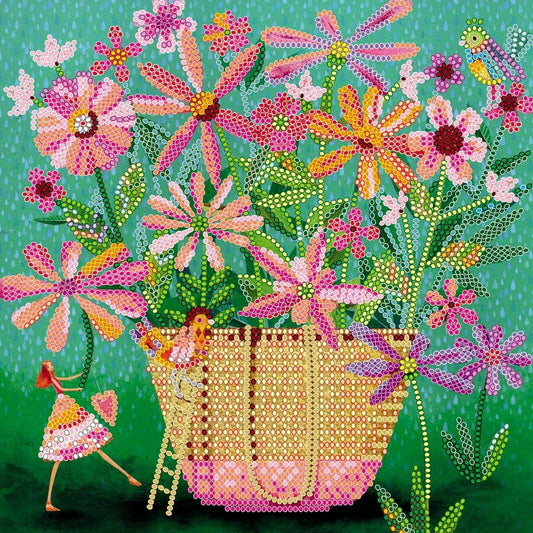 Bead embroidery kit Flowers Size: 7.9"×7.9" (20×20 cm)