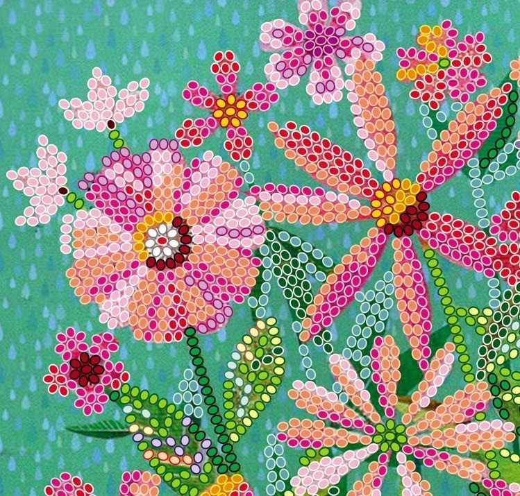 Bead embroidery kit Flowers Size: 7.9"×7.9" (20×20 cm)