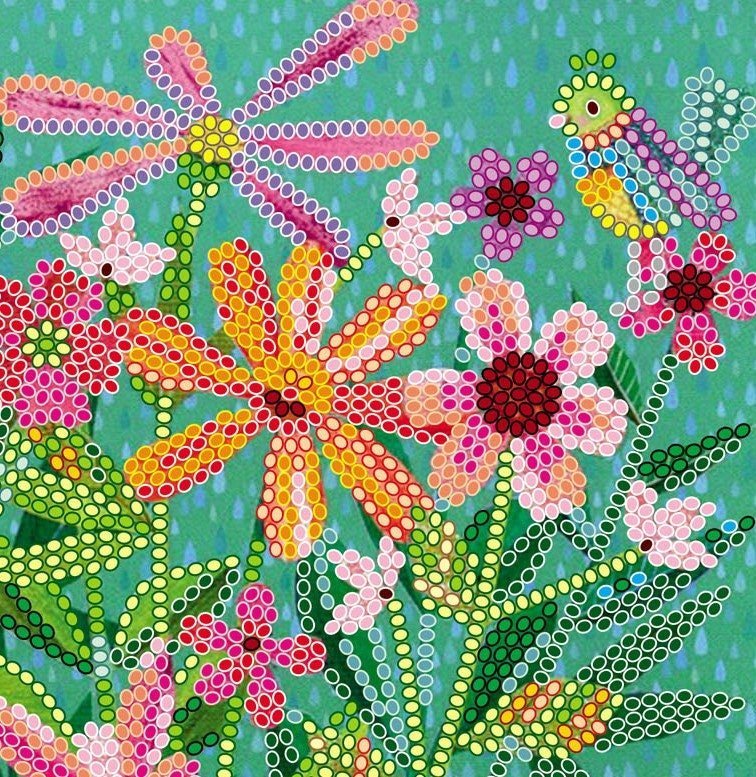 Bead embroidery kit Flowers Size: 7.9"×7.9" (20×20 cm)