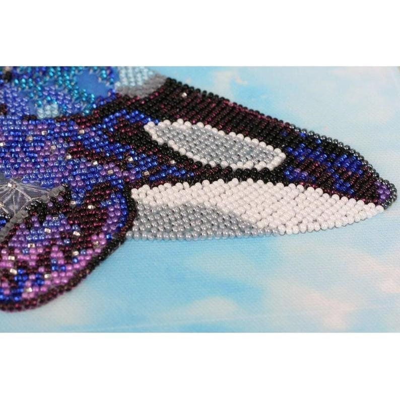 Bead embroidery kit Killer whale Size: 10.4"×14.9" (26.5×38 cm)