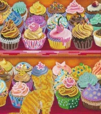 Bead embroidery kit Girl and sweets Size: 11.8"×11.8" (30×30 cm)