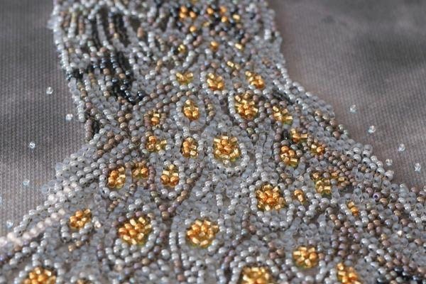 Bead embroidery kit Gold in silver Size: 11.8"×14.9" (30×38 cm)