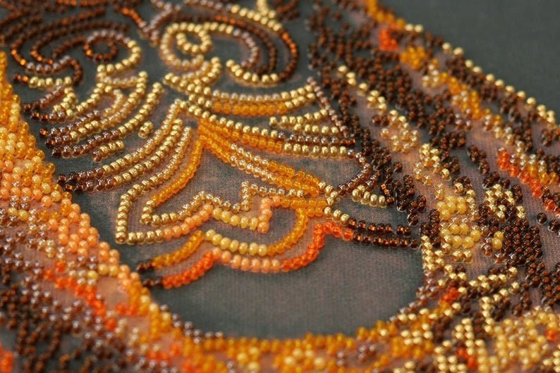 Bead embroidery kit Gold of the night Size: 10.6"×19.3" (27×49 cm)