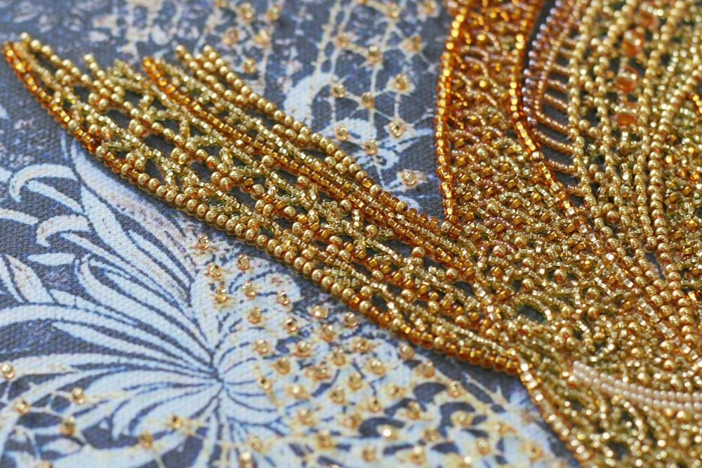 Bead embroidery kit Golden fish Size: 12.5"×12.9" (32x33 cm)
