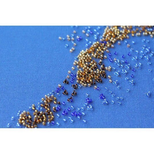 Bead embroidery kit Golden horse Size: 12.6"×12.6" (32×32 cm)