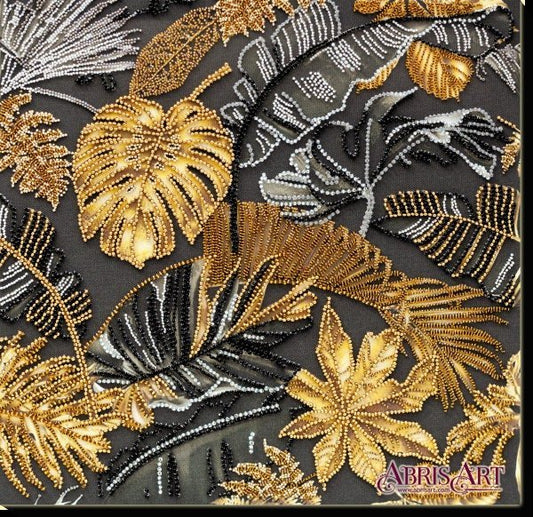 Bead embroidery kit Golden tropics Size: 11.8"×11.8" (30×30 cm)