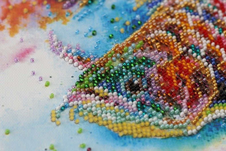 Bead embroidery kit Good luck fish Size: 7.9"×7.9" (20x20 cm)