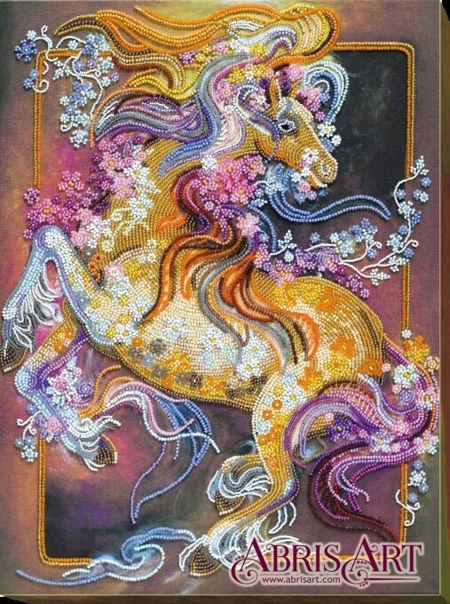 Bead embroidery kit Colored horse Size: 11.8"×15.7" (30×40 cm)