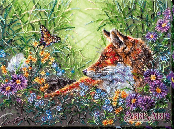 Bead embroidery kit Fox Size: 9.8"×13.4" (25×34 cm)